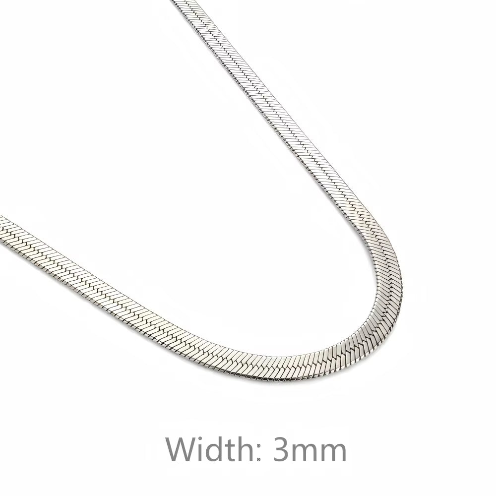 Minimalist Unisex Snake Choker Chain Necklace Stainless Steel Herringbone Gold Plated Boho Vintage Jewelry Gift for Women Men