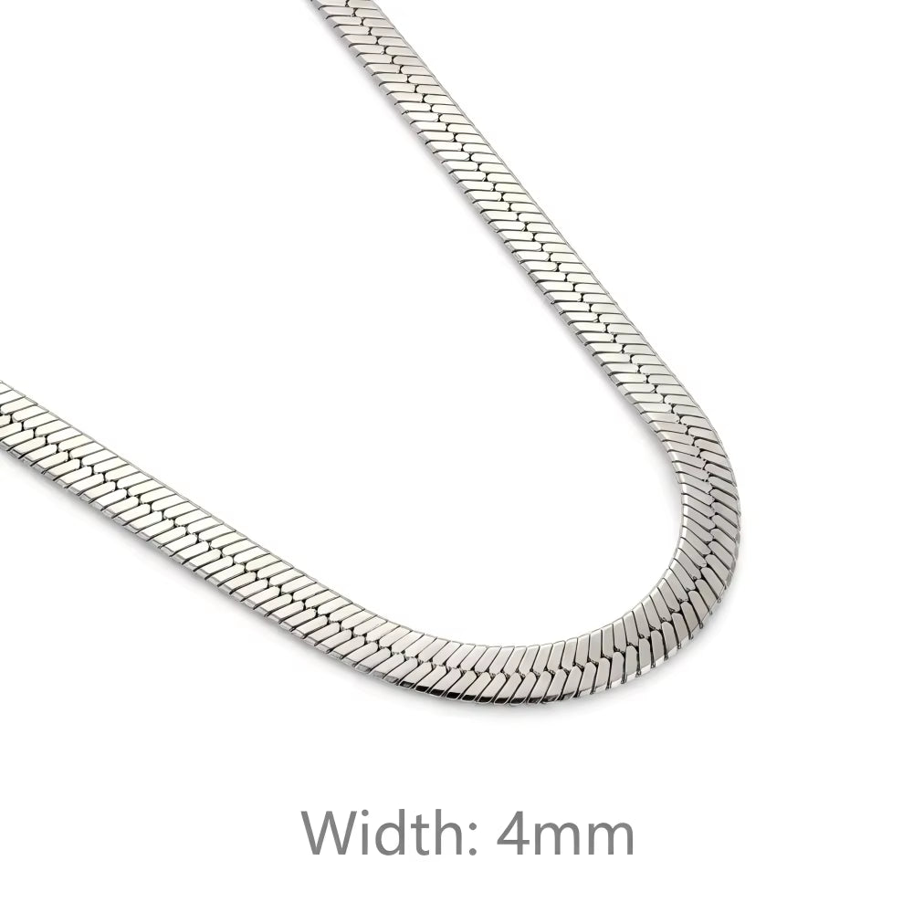 Minimalist Unisex Snake Choker Chain Necklace Stainless Steel Herringbone Gold Plated Boho Vintage Jewelry Gift for Women Men