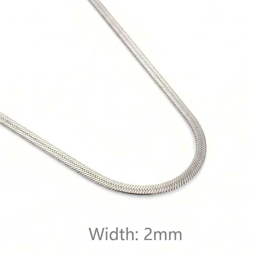 Minimalist Unisex Snake Choker Chain Necklace Stainless Steel Herringbone Gold Plated Boho Vintage Jewelry Gift for Women Men