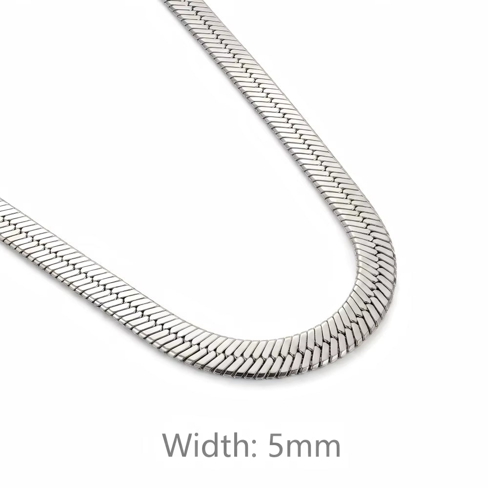 Minimalist Unisex Snake Choker Chain Necklace Stainless Steel Herringbone Gold Plated Boho Vintage Jewelry Gift for Women Men