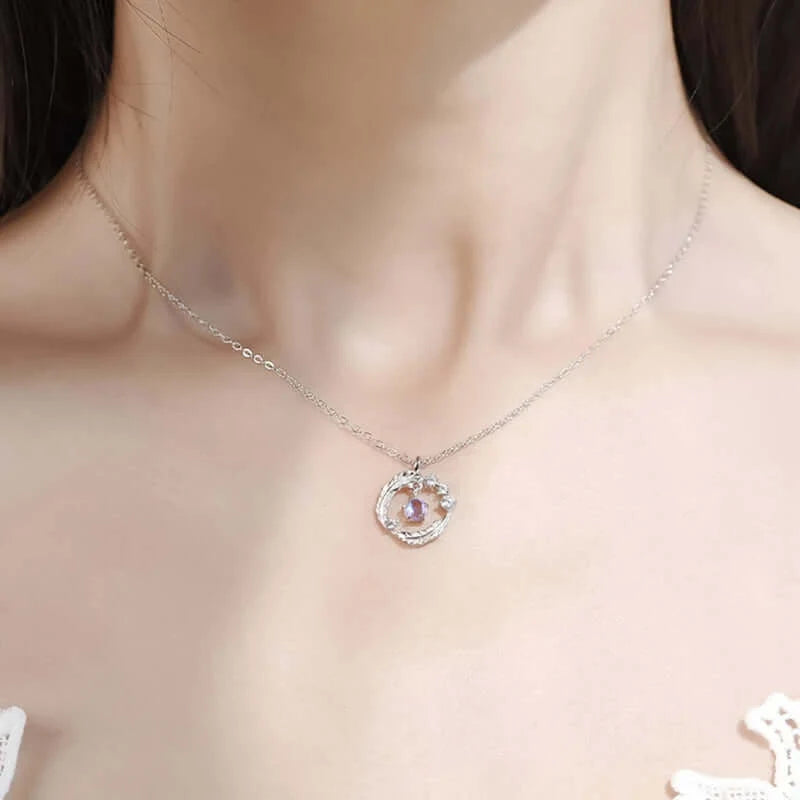 Moonstone Feather Pendant Necklace 925 Silver Feather Pendant Necklace